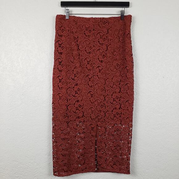 NEW! Zara Woman Crochet Maxi Skirt Rust - L - Picture 3 of 5